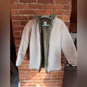 GAP Kids White and Green Puffer Jacket